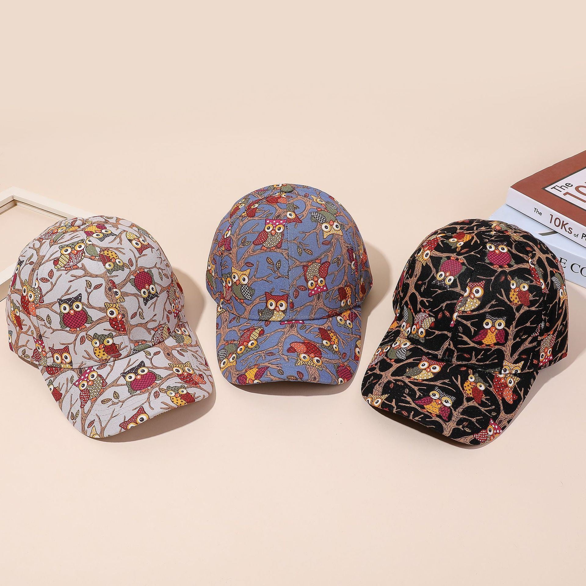 Creative new cartoon pattern baseball cap men and women casual sun hat owl print peaked cap spring and summer Doba